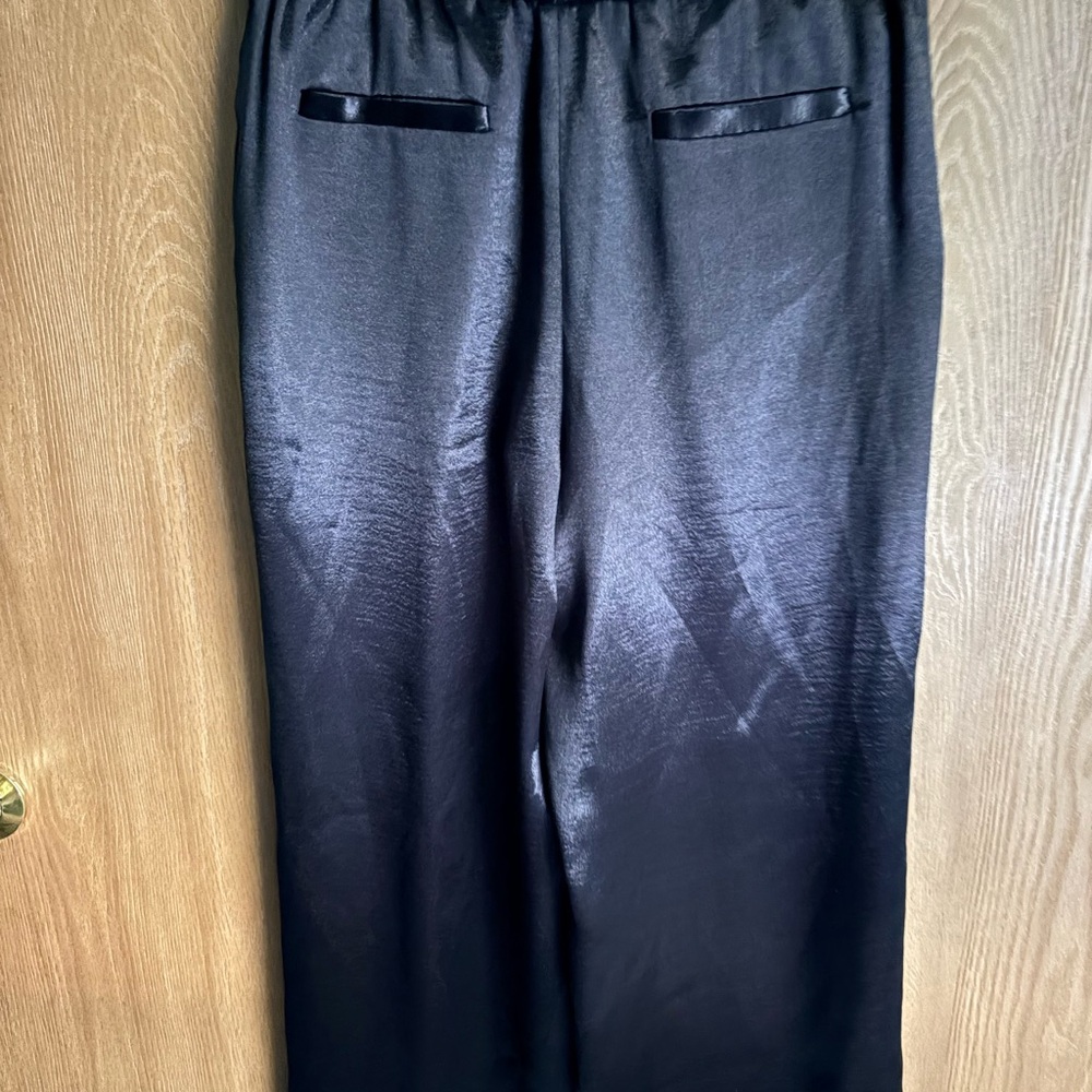 🇱🇷NWOT- Donna Karen New York Black Satin Wide-Leg Pants - Picture 4 of 4